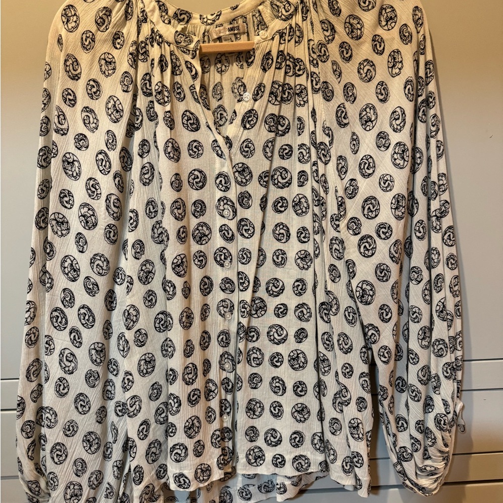 Amuse Society Black and White Blouse Top